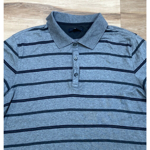 Banana Republic Polo Shirt Mens XL Gray Black Striped Short Sleeve - Picture 2 of 6